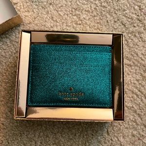 Kate Spade glimmer glitter mixed wallet teal